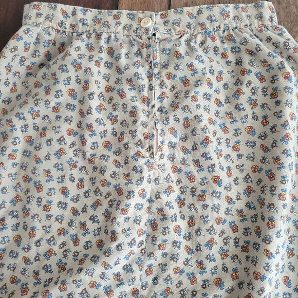 vintage 70s ditsy floral ruffled midi skirt - Picture 4 of 6